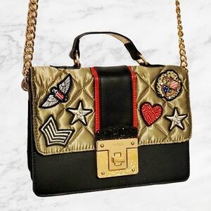 Black and olive green military glam crossbody bag